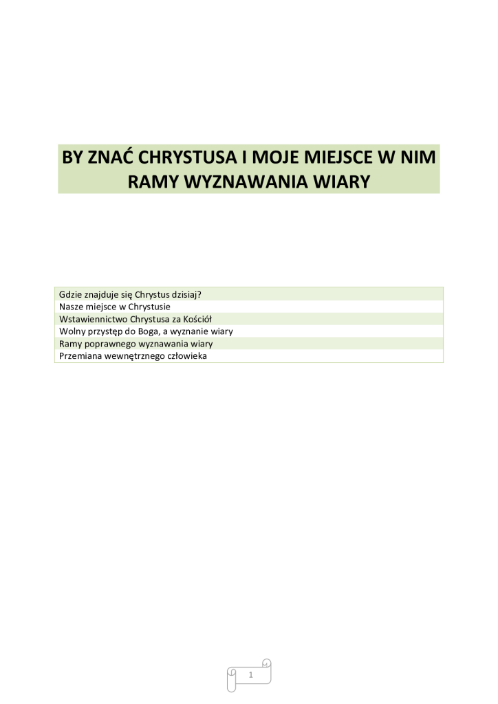 Zdjęcie PDF - By znać Chrystusa i moje miejsce w Nim – ramy wyznawania wiary