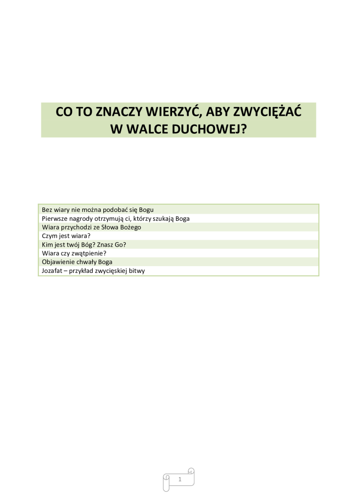 Zdjęcie PDF - Co to znaczy wierzyć, aby zwyciężać w walce duchowej?