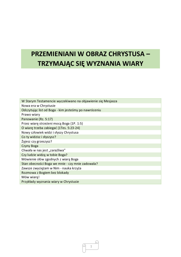 Zdjęcie PDF - Przemieniani w obraz Chrystusa – trzymając się wyznania wiary