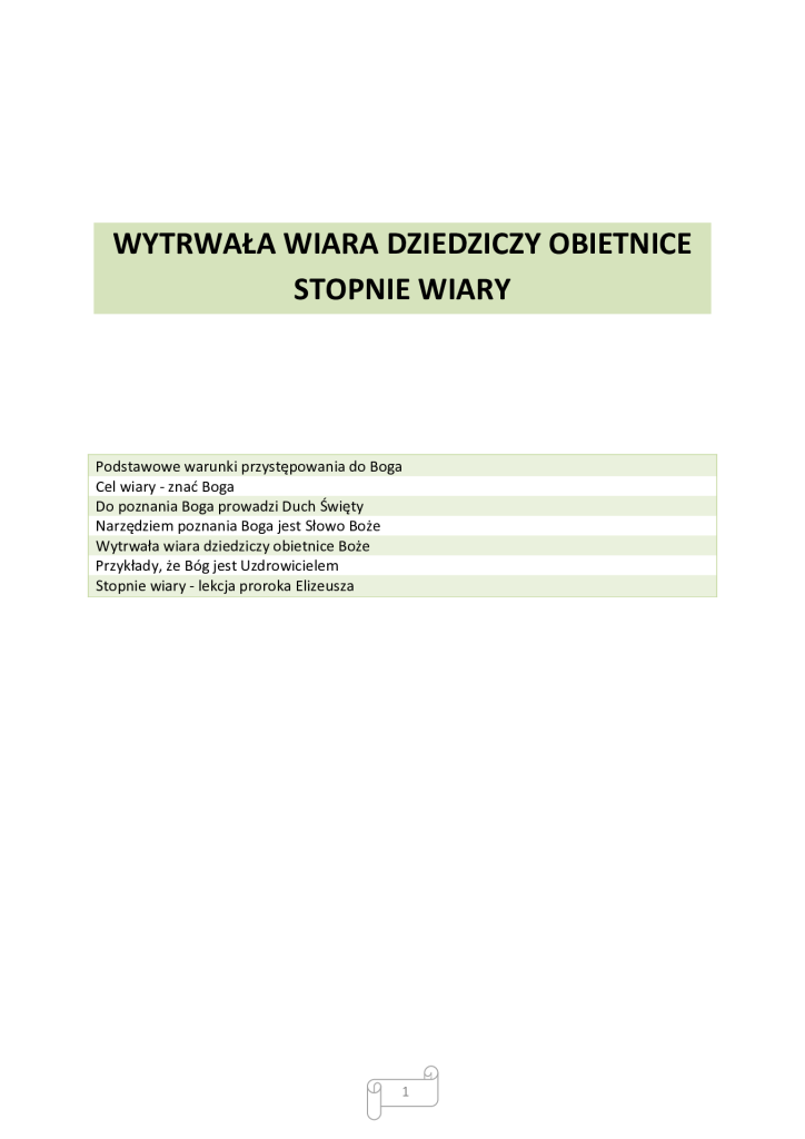 Zdjęcie PDF - Wytrwała wiara dziedziczy obietnice – stopnie wiary
