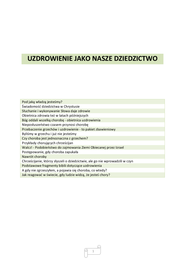 Zdjęcie PDF - Dziedzictwo świętych w światłości. Uzdrowienie jako nasze dziedzictwo